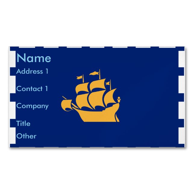 Business Card Magnet with Flag of Quebec City (Front)