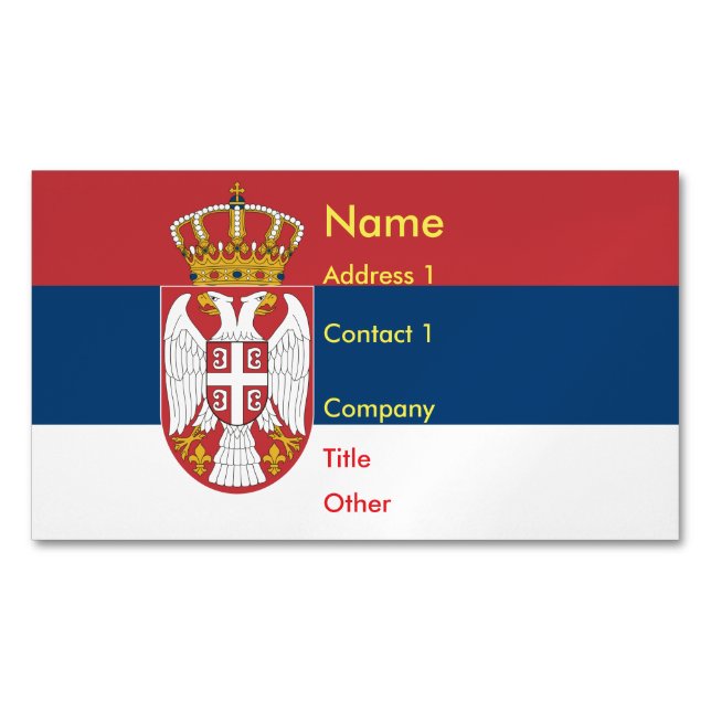 Business Card Magnet with Flag of Serbia (Front)
