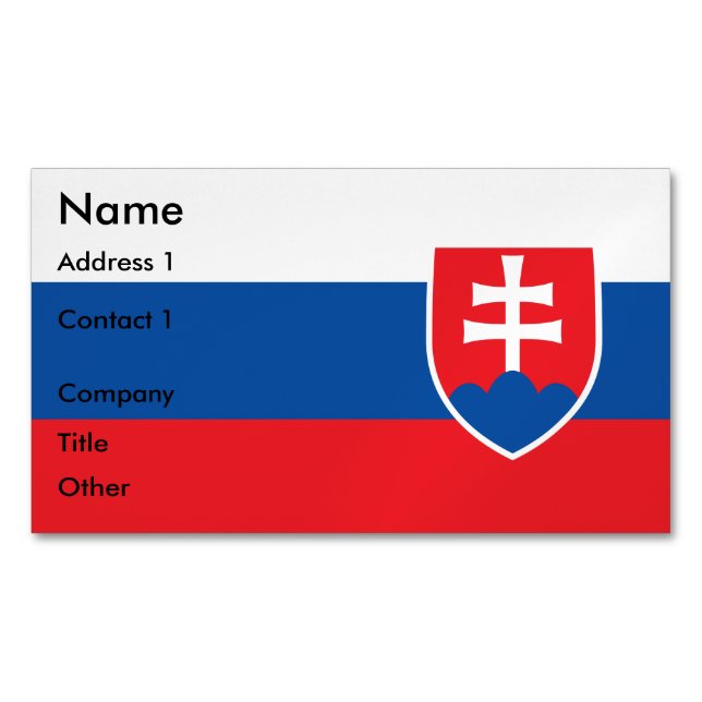 Business Card Magnet with Flag of Slovakia (Front)