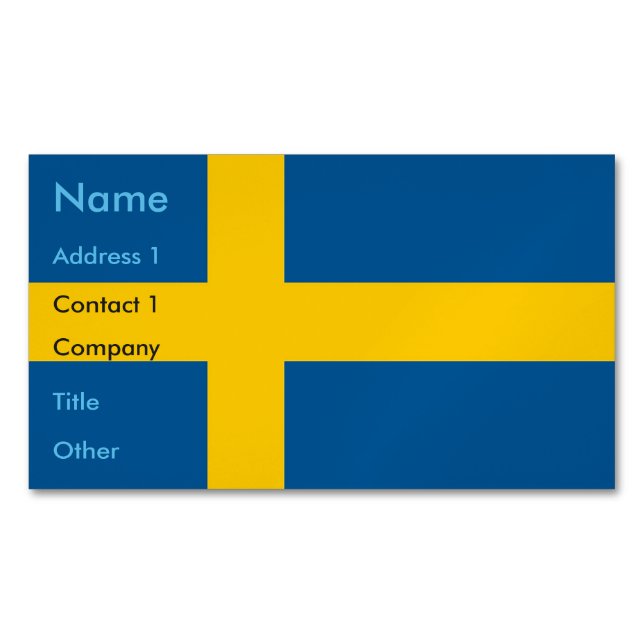 Business Card Magnet with Flag of Sweden (Front)