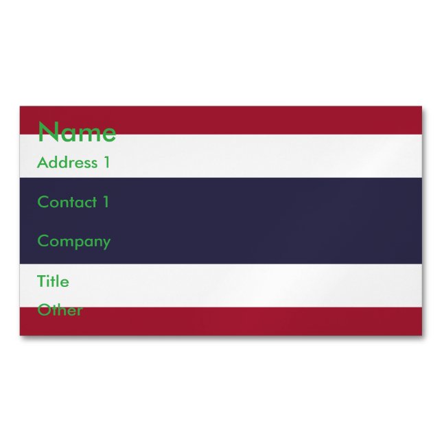 Business Card Magnet with Flag of Thailand (Front)