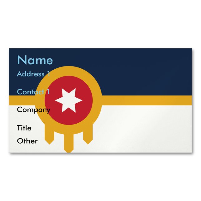 Business Card Magnet with Flag of Tulsa, Oklahoma (Front)