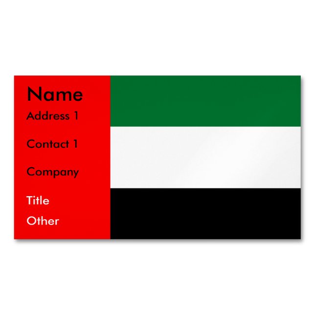 Business Card Magnet with Flag of UAE (Front)