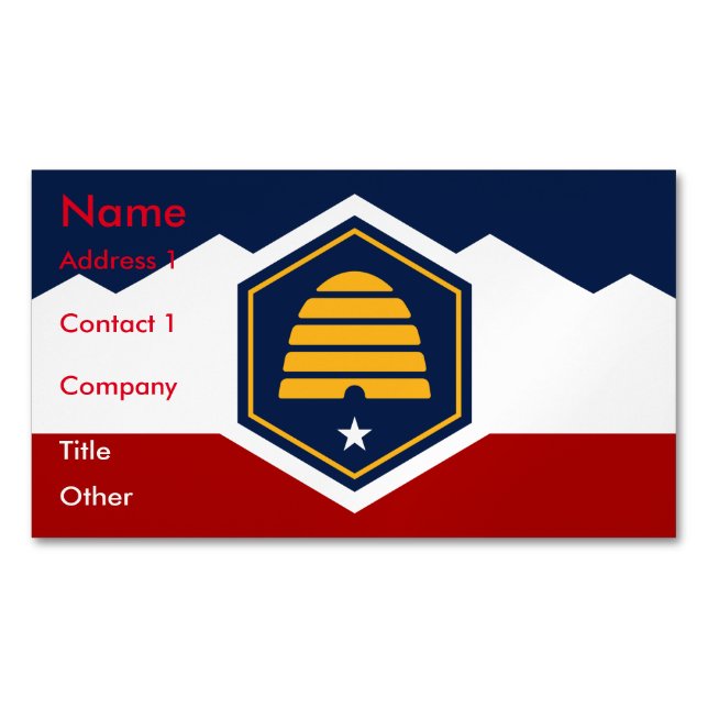 Business Card Magnet with Flag of Utah, US (Front)