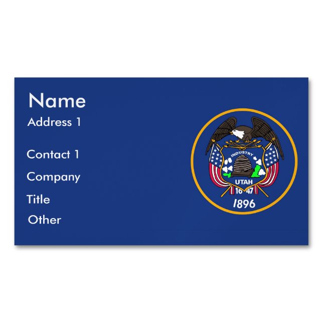 Business Card Magnet with Flag of Utah, USA (Front)