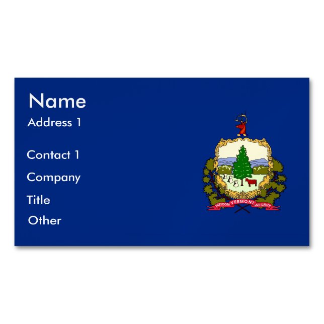 Business Card Magnet with Flag of Vermont, USA (Front)