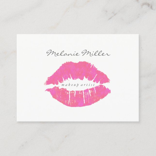 Business Card -  Makeup Lips Pink (Front)