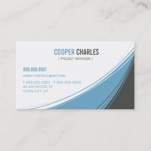 BUSINESS CARD masculine modern swish blue grey