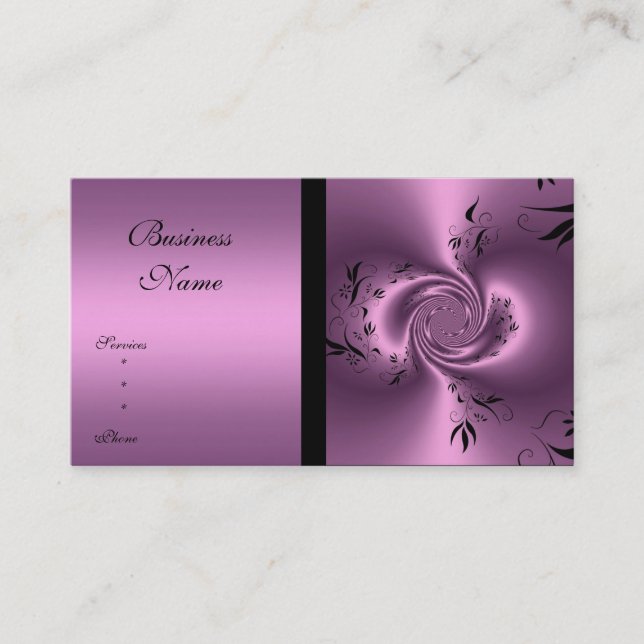 Business Card Mauve & Black Floral Abstract (Front)