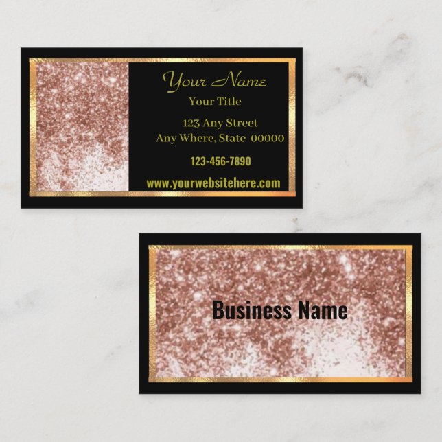 Business Card Mauve Black Gold Sparkle (Front/Back)
