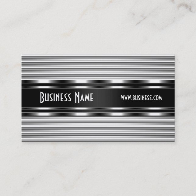 Business Card Metal Silver Black White (Front)