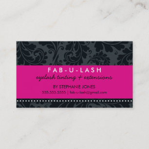 BUSINESS CARD modern bold flourish hot pink black