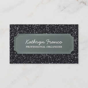 BUSINESS CARD modern bold sparkly black glitter