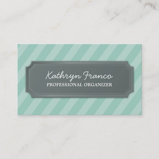 BUSINESS CARD modern bold stripe pale mint green (Front)