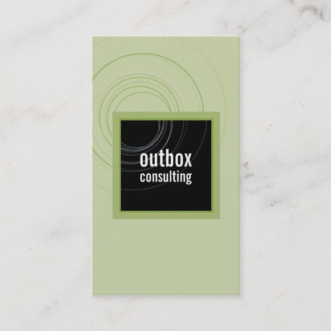 BUSINESS CARD modern box monogram black green (Front)