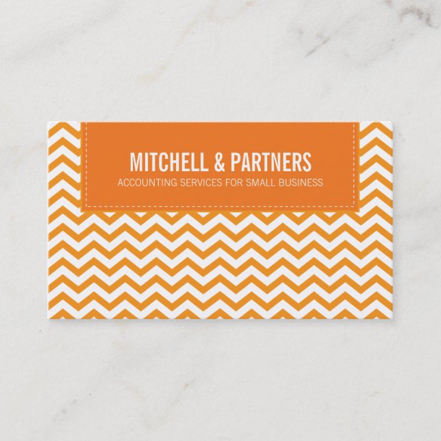 BUSINESS CARD modern fresh chevron orange (Front)