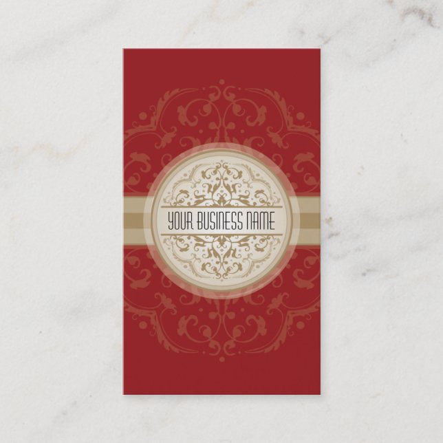 BUSINESS CARD modern oriental mandala red gold (Front)