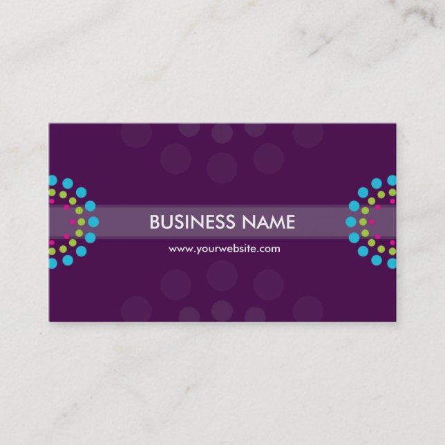 BUSINESS CARD modern retro spot purple aqua lime (Front)