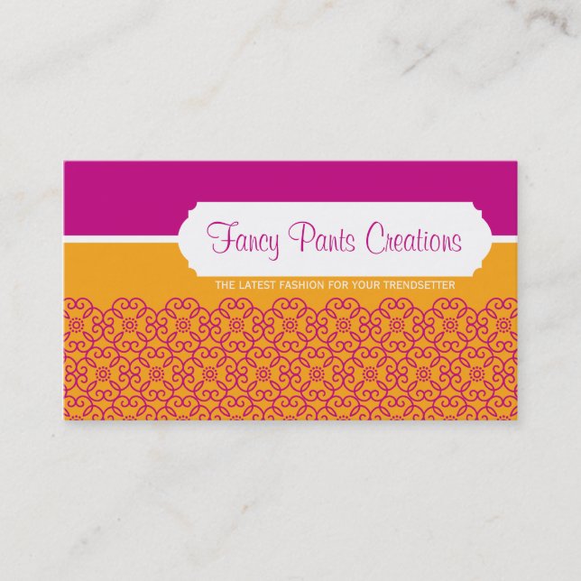 BUSINESS CARD modern rosette pattern pink orange (Front)