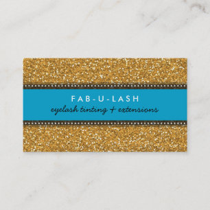 BUSINESS CARD modern trendy glitter aqua gold