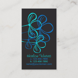 Business Card, Mummy Card Bright Blue on Black