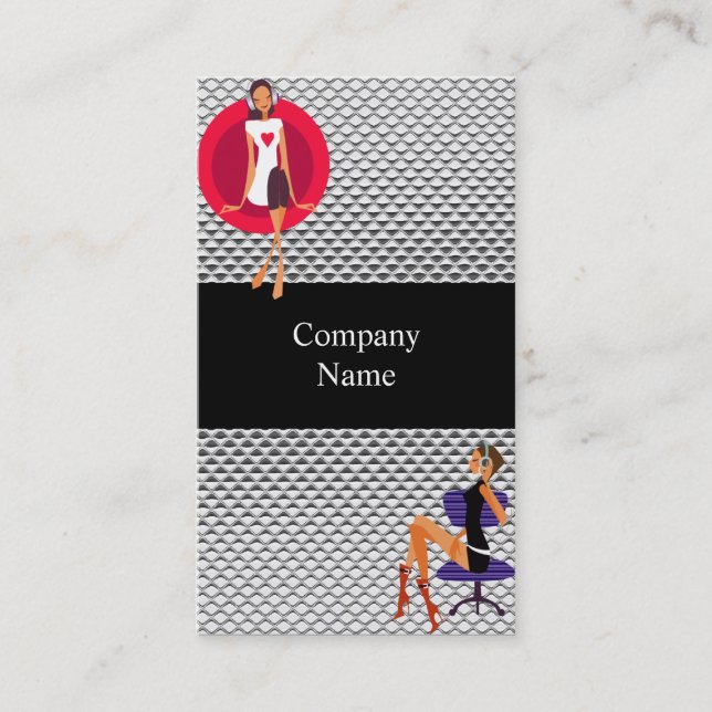 Business Card Music Girls Silver Black 2 (Front)