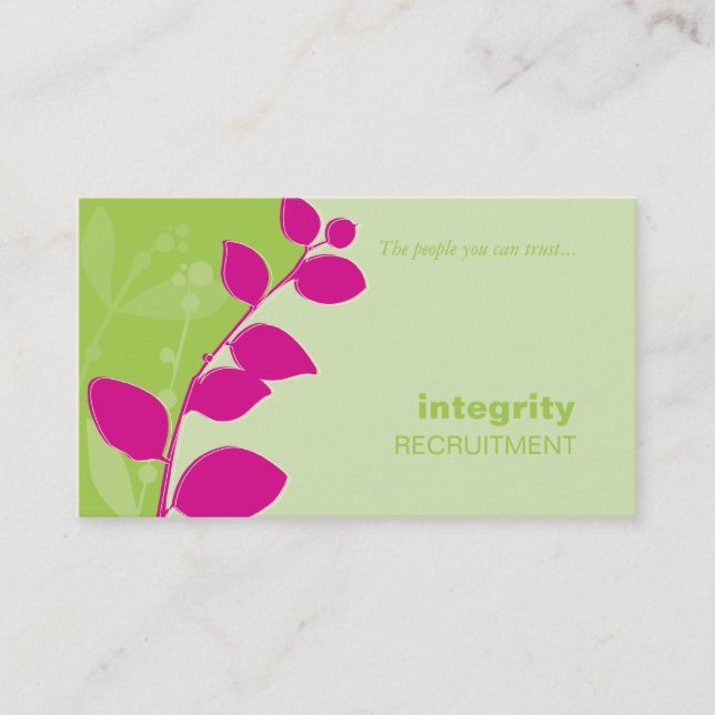 BUSINESS CARD nature foliage silhouette pink lime (Front)