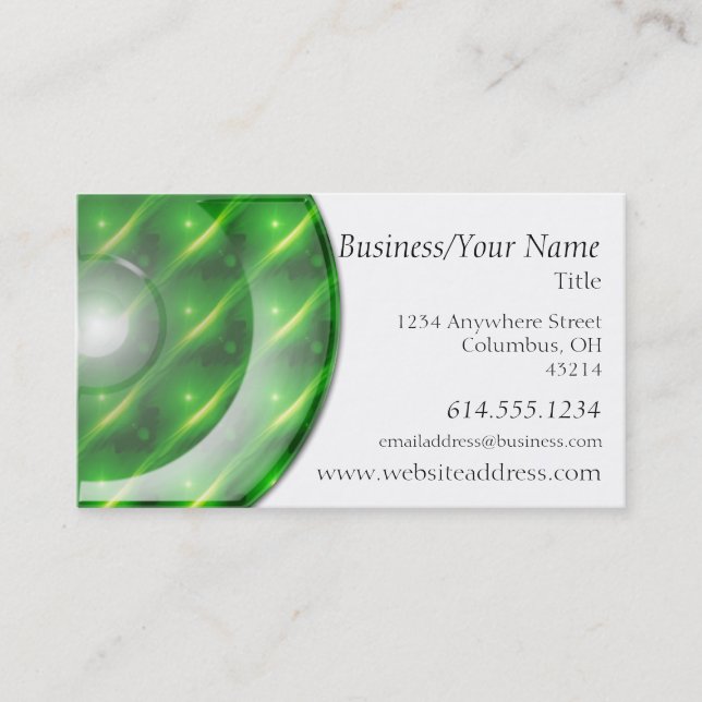 Business Card :: Neon Green Plastic Disc (Front)