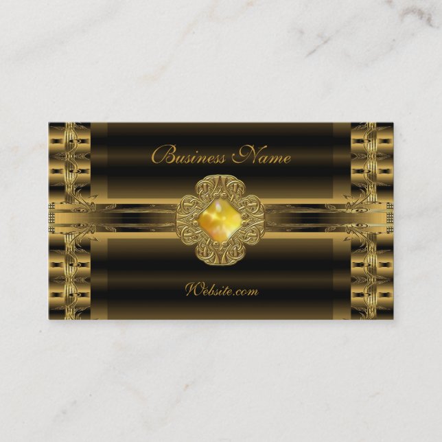 Business Card Old Gold Art Deco Jewel (Front)