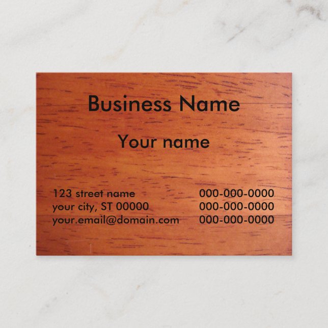 Business Card on Cherry Stained Wood (Front)
