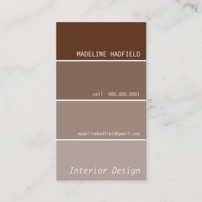BUSINESS CARD paint chip swatch chocolate brown (Front)