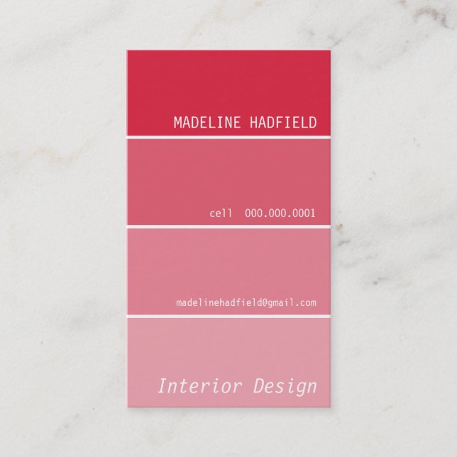 BUSINESS CARD paint chip swatch red (Front)