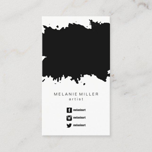 Business Card - Paint Splatter Black (Front)
