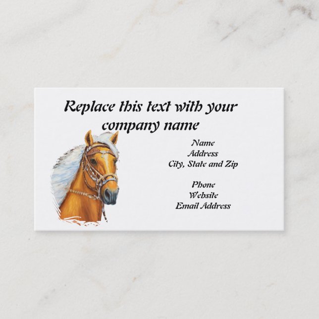 Business Card, Palomino Peruvian Horse Solid Gold Business Card (Front)