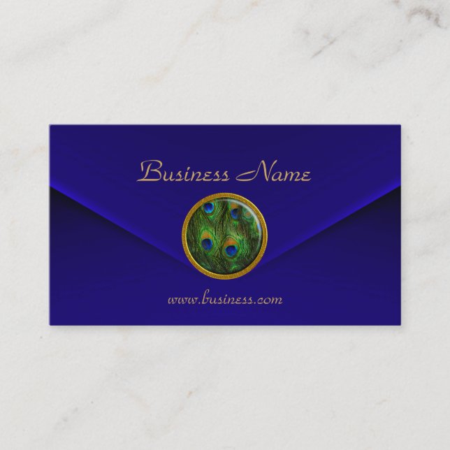 Business Card Peacock Eye Jewel deep Blue Velvet (Front)
