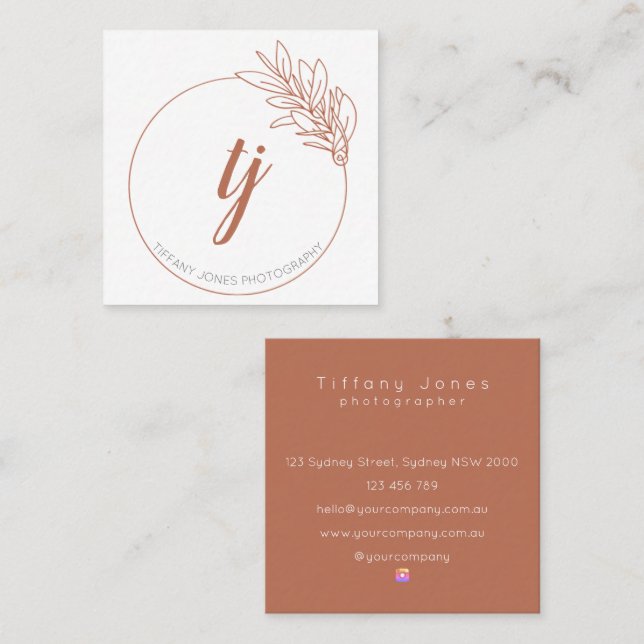 Business Card Photography Floral Circle Neutral (Front/Back)