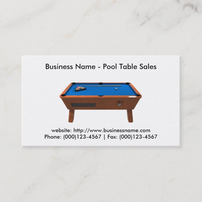 Business Card: Pool Table Sales Card (Front)