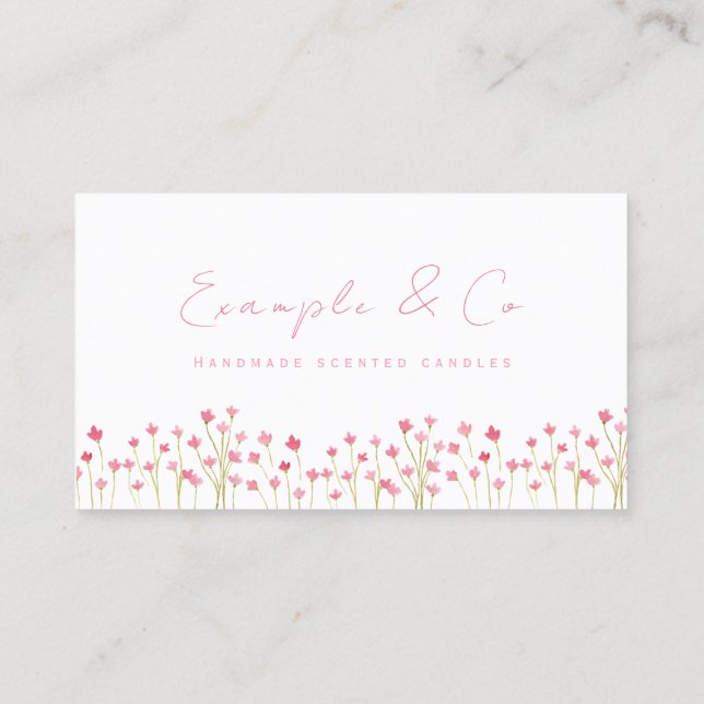 Business Card, Pretty Pink Flower stems  Card (Back)