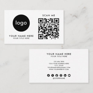 Business Card QR Code Logo Modern White Design