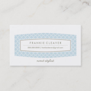 BUSINESS CARD quatrefoil pattern panel pastel blue
