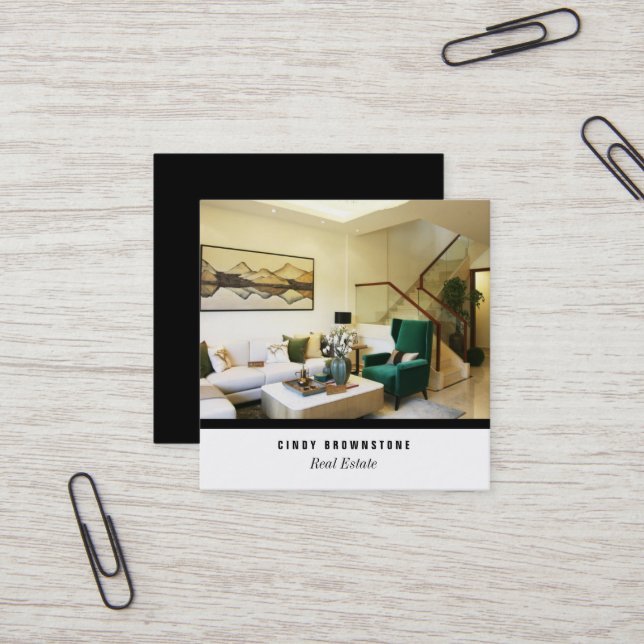 Business Card Realtor Photo Custom Template Plain (Front/Back In Situ)