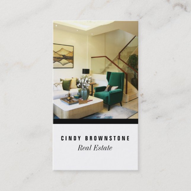 Business Card Realtor Photo Custom Template Plain (Front)