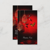 Business Card Red Golden Cage Birds (Front/Back)