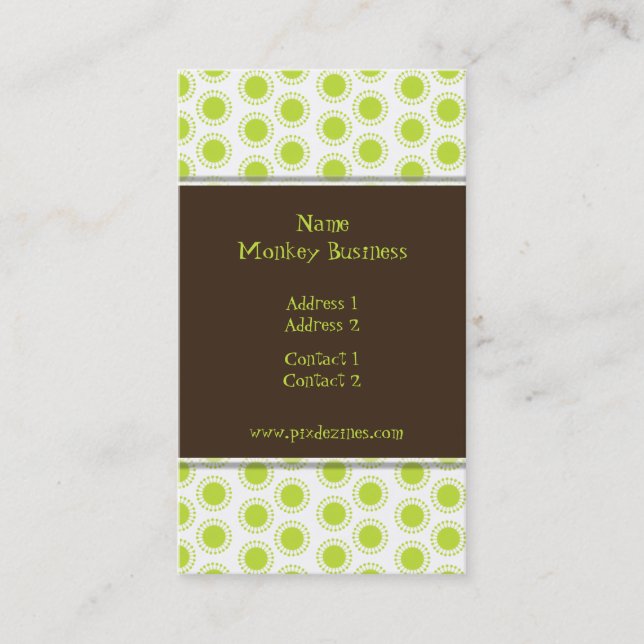 Business Card ~ Retro stars, olive green (Front)