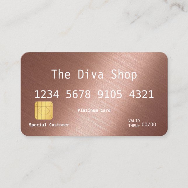 Business Card | Rose Gold Brushed Credit Card (Front)