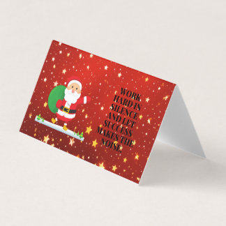 Business Card santa  work hard line title, descrip