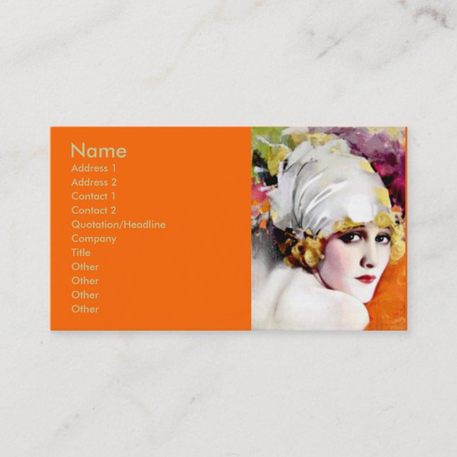 Business card, silent film star Anna Nilsson Business Card (Front)