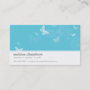 BUSINESS CARD simple cute butterfly aqua blue