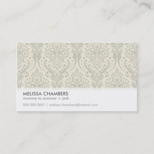 BUSINESS CARD simple modern damask (Front)