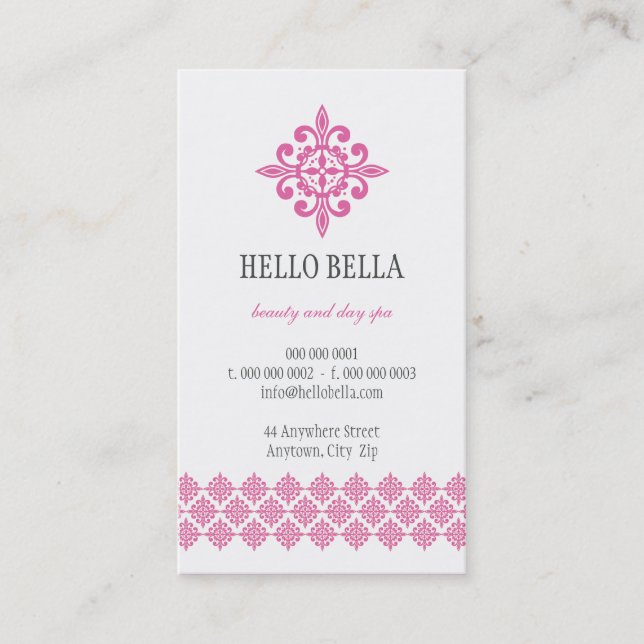 BUSINESS CARD simple modern motif pink (Front)